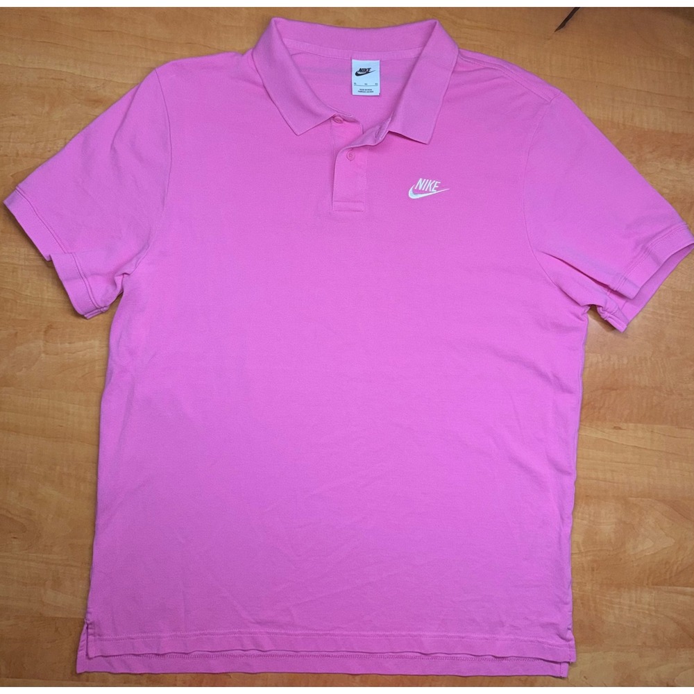 Nike Mens XL Pink Cotton Pique Short Sleeve Polo Shirt Futura Logo